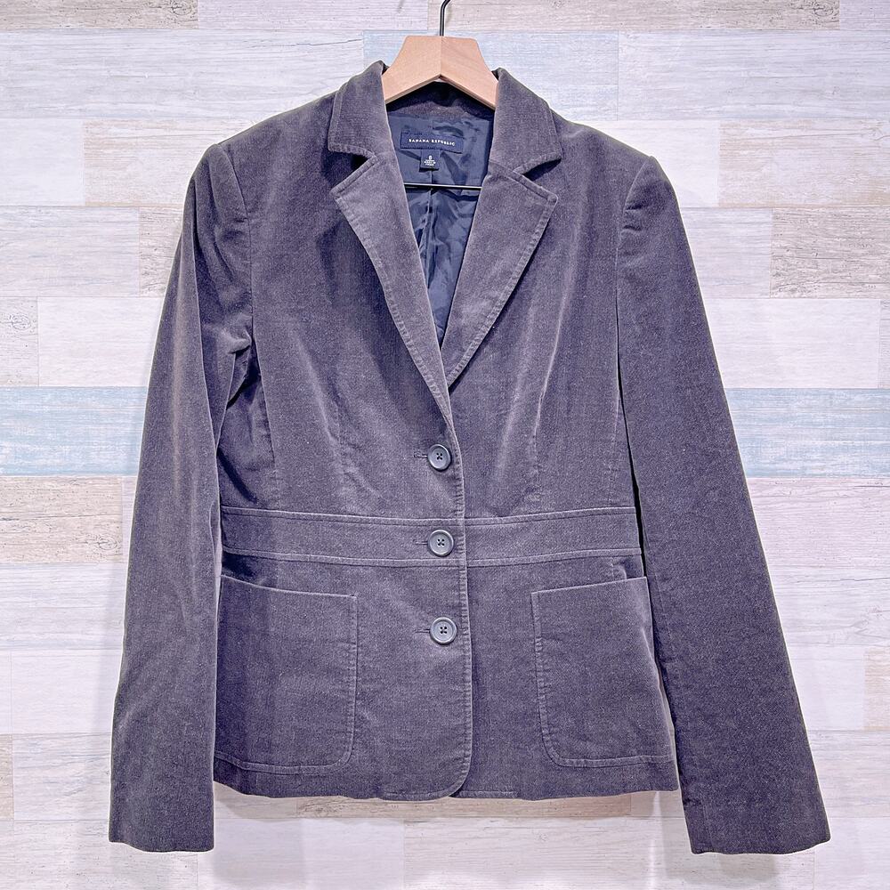 Banana Republic Corduroy Patch Pocket Blazer Brown Button Lined Cotton Womens 8